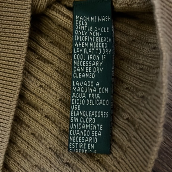 Lauren Ralph Lauren beige/camel color shirt sleeve sweater petite medium - Picture 6 of 6